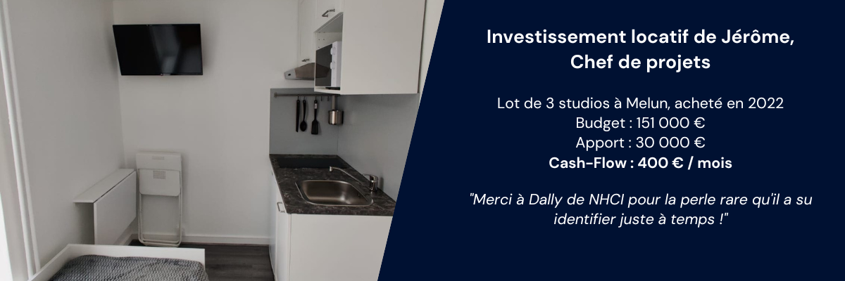 Illustration investissement locatif de Jérôme - Cashflow de 400 € par mois